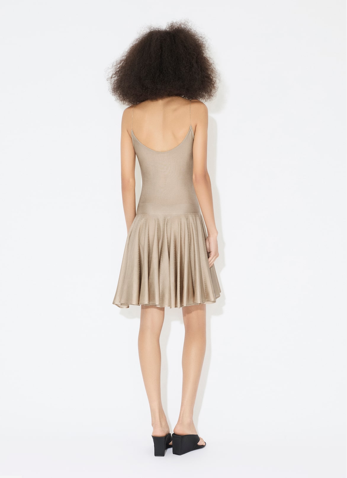 KNIT SLIP FLARED DRESS ALAÏA BEIGE KNIT SLIP FLARED DRESS